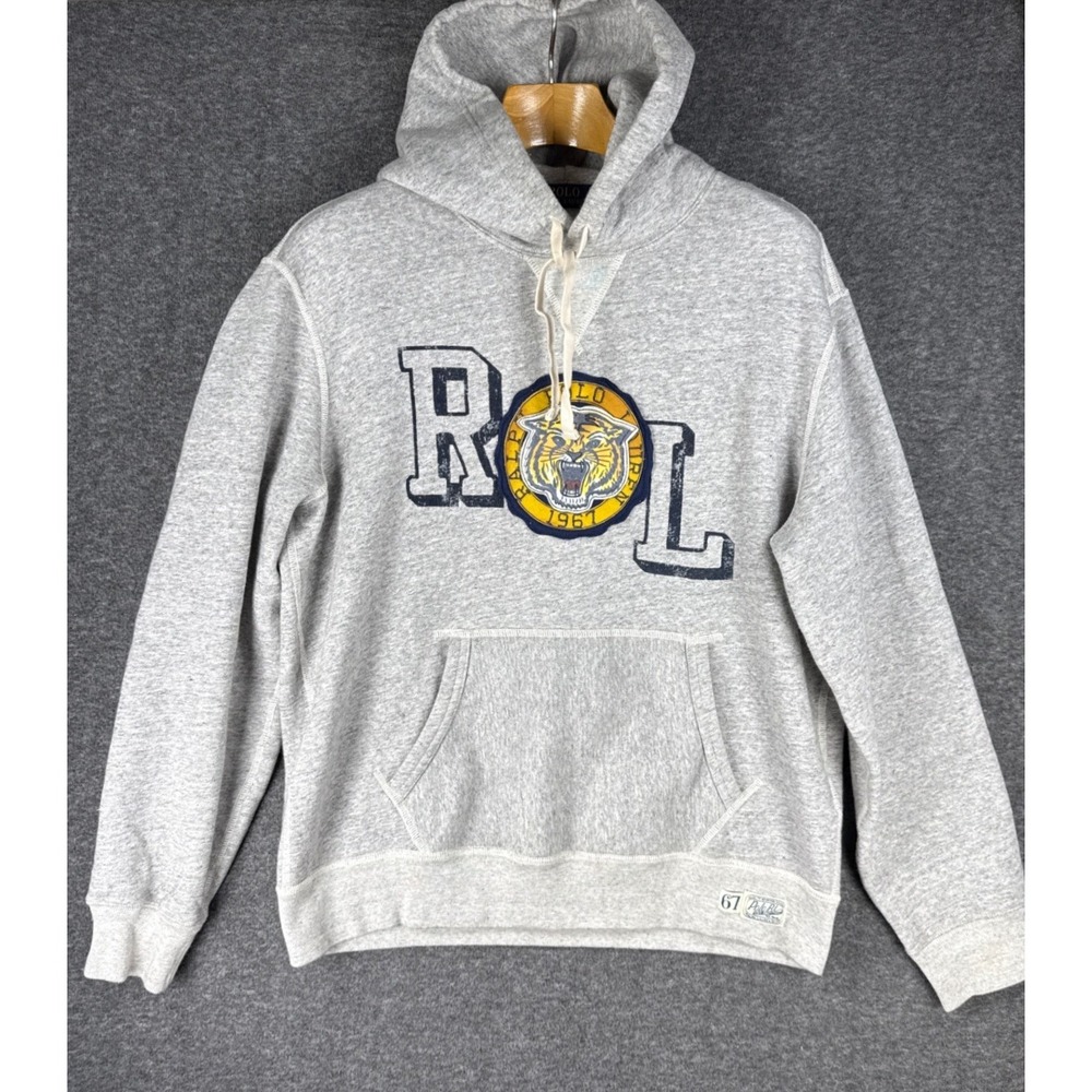 Polo Ralph Lauren Hoodie Mens L Fierce Tiger Mascot Varsity 1967 Preppy Money